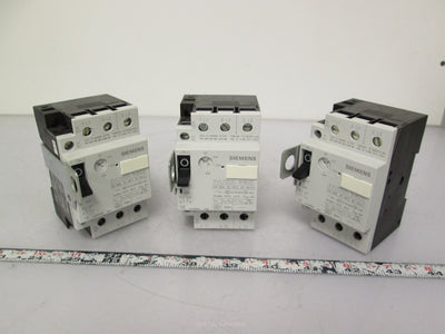 Used Lot of 3 Siemens 3VU1300-1MB00 Manual Motor Starter 0.1-0.16A FLA 600V 3-Pole