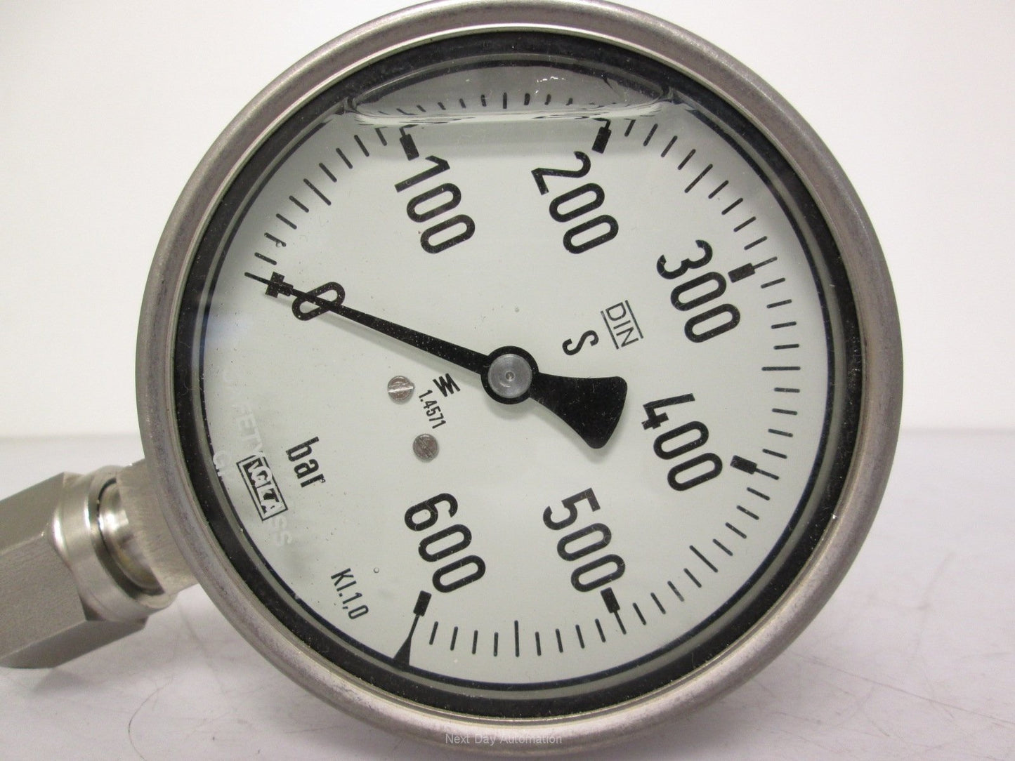 Used Wika Bourdon Tube Pressure Gauge 100mm Diameter 0-600bar G1/2B Thread