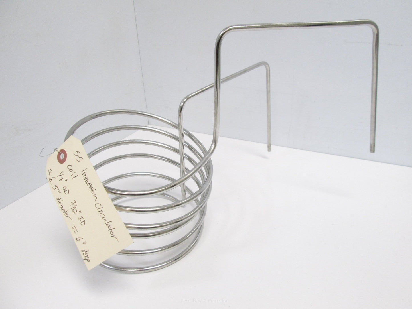 Used Stainless Steel Immersion Circulator Coil, 1/4"OD, 3/32"ID, 6.5" Dia. x 6" Deep