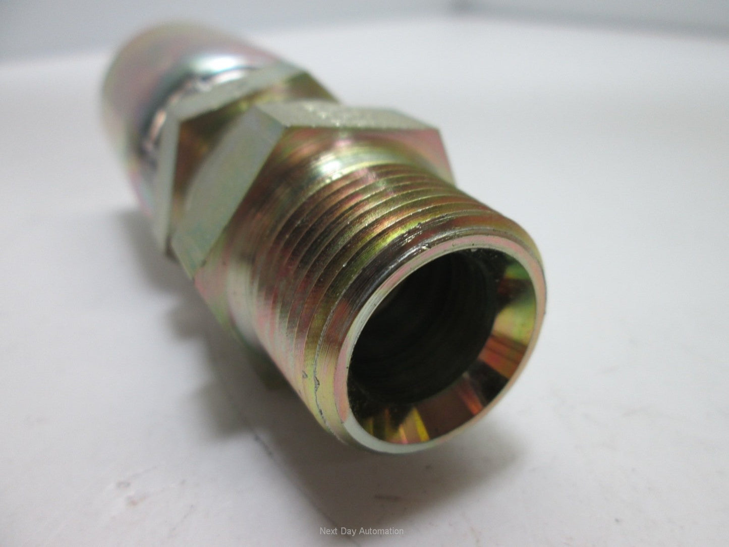Used Hydraulic Hose End Fitting, 3/4" NPT, For Hose w/ 3/4" ID/1.25" OD, Steel