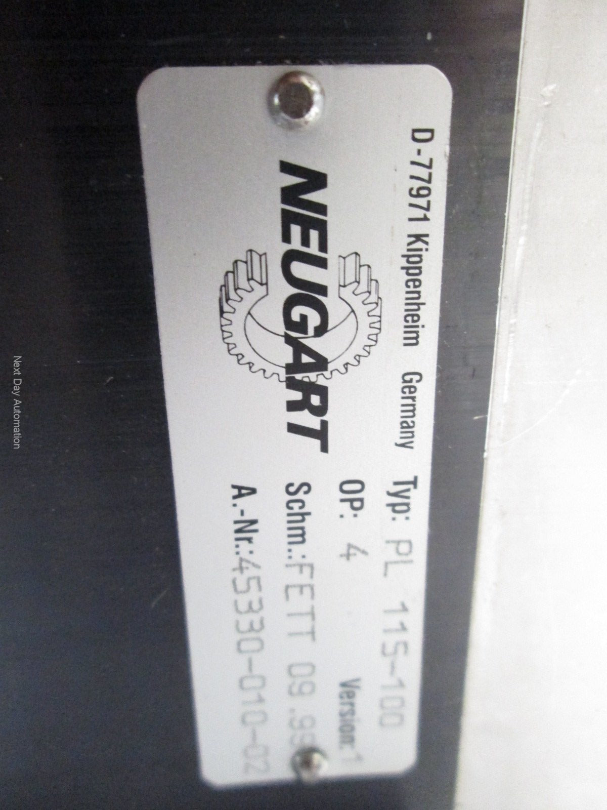 Used Neugart PL 115-100 Gear Head, 100:1 Ratio, 115mm Profile, 18mm IN, 25mm OUT