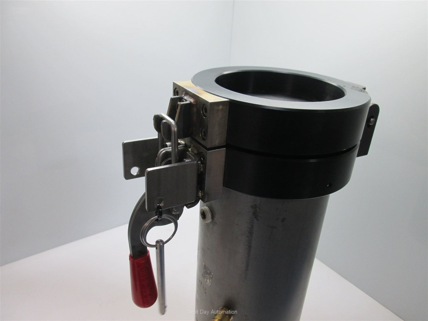 Used Aluminum Tank/Reservoir, 3.5" ID x 13.25" Deep, 2 Liter Volume, 4 Holes: 1/4NPT