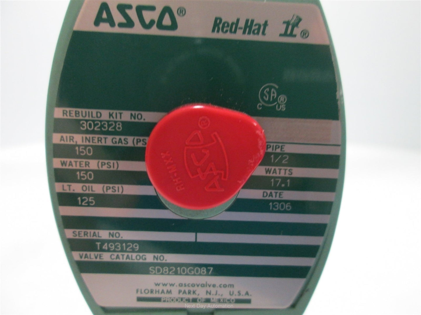 Used ASCO SD8210G087 SS Solenoid Valve, 120VAC 17.1 Watts, 1/2" NPT Ports, 150psi