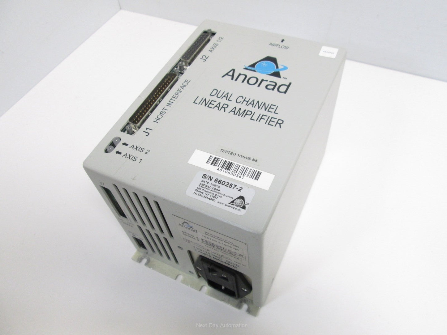 Used Anorad C808071-0-1-M Dual Channel Linear Amplifier, 115VAC IN