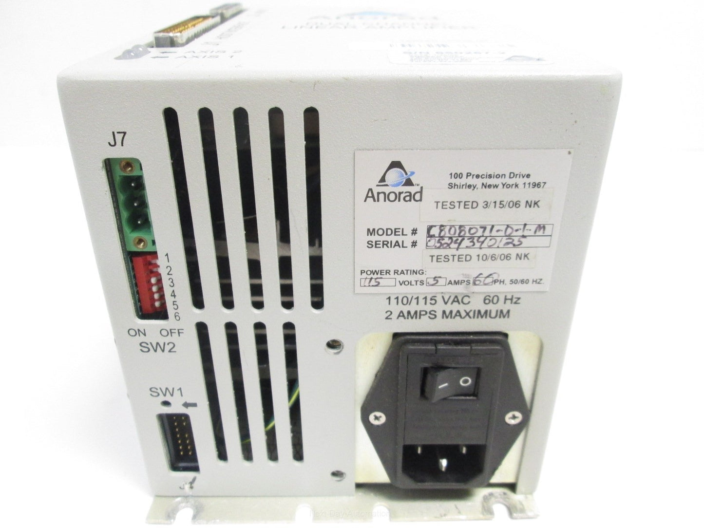 Used Anorad C808071-0-1-M Dual Channel Linear Amplifier, 115VAC IN