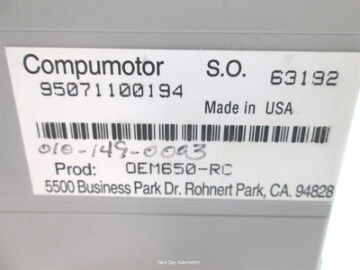Used Parker OEM650-RC Microstepping Drive for Low Inductance High-Current Motors