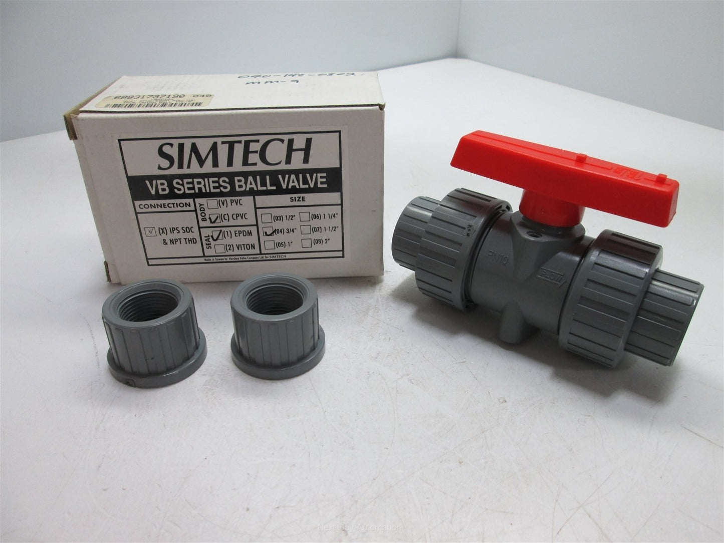 New Simtech VBXC104 True Union Ball Valve, 3/4", CPVC/EPDM