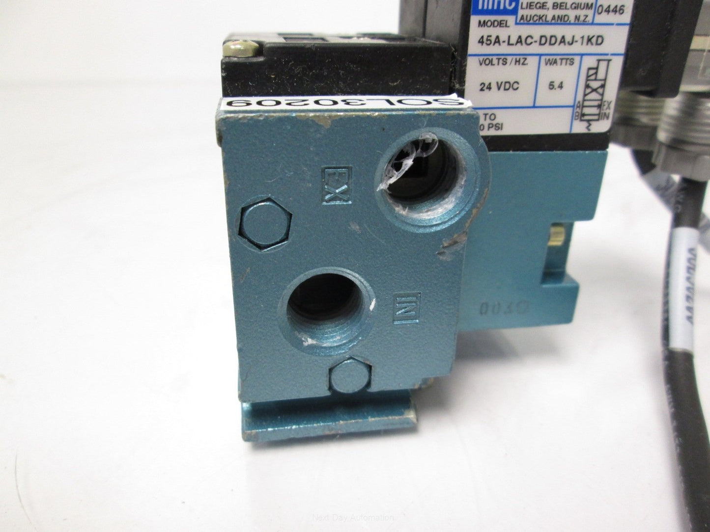 Used Bank of 2 MAC 45A-LAC-DDAJ-1KD 2-Position 4-Way Solenoid Valves *No Fittings*