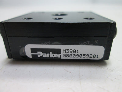 Used Parker M3901 Ball Bearing Slide, Travel: 12.7mm, Aperture: 6.37mm, 31.8mmx31.8mm