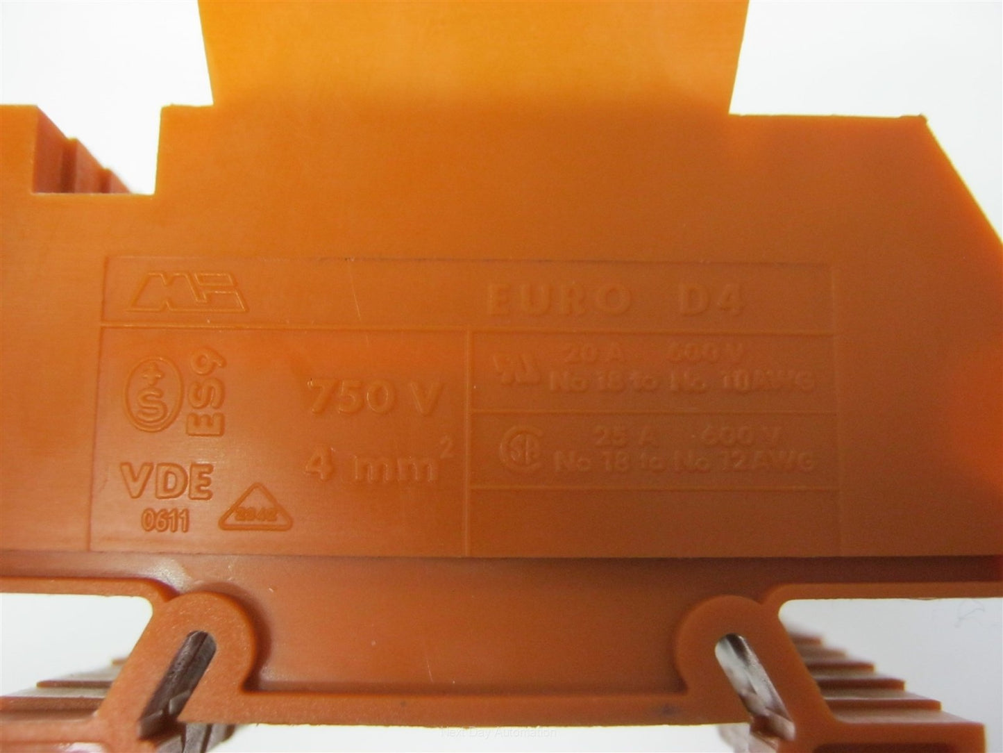Used Lot of 25 MI Euro D4 Double-Level Terminal Blocks 600V 25A Orange