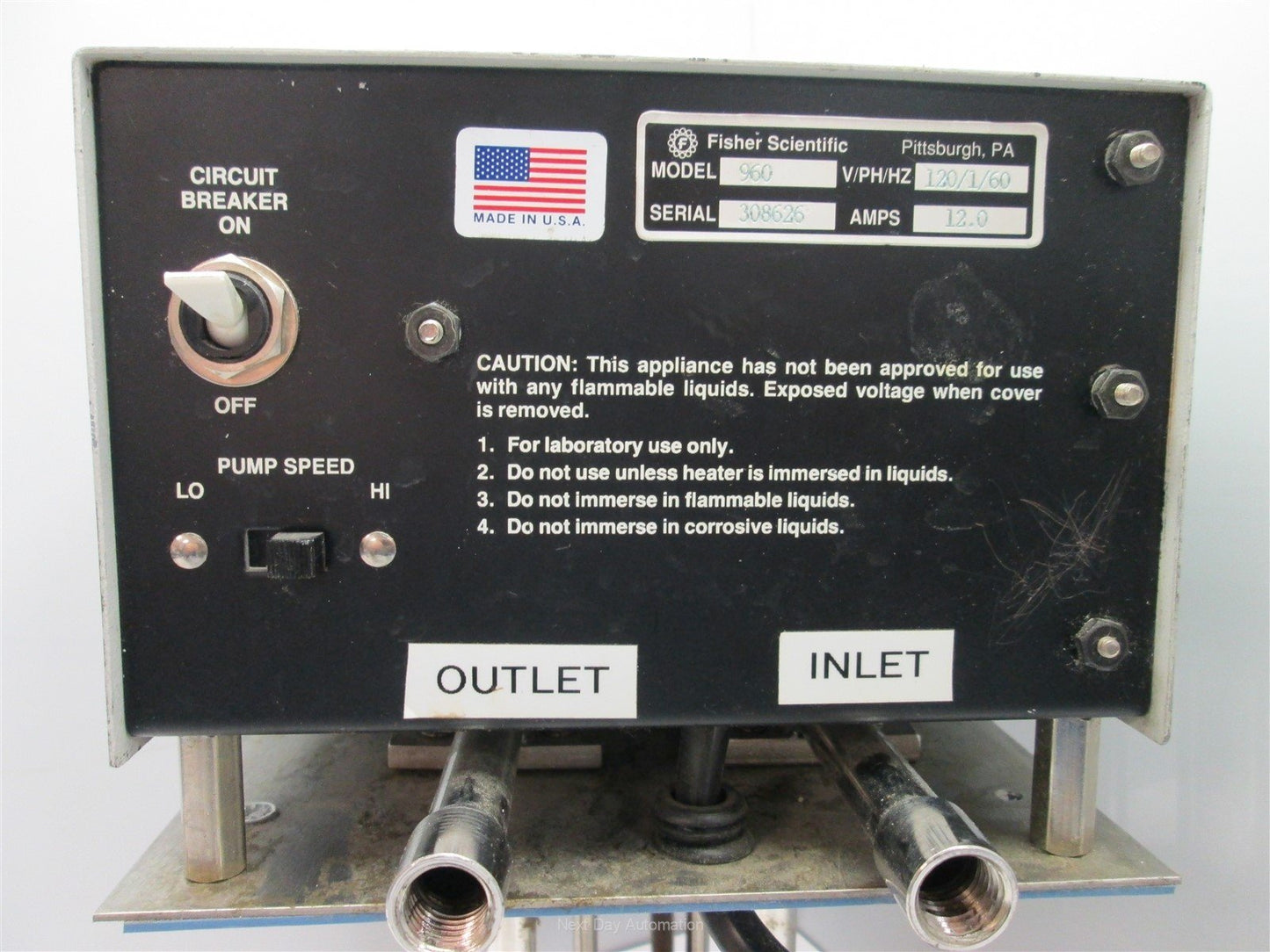 Used Fisher Scientific Model 960 Isotemp Circulator, Power: 120VAC 60Hz 12A