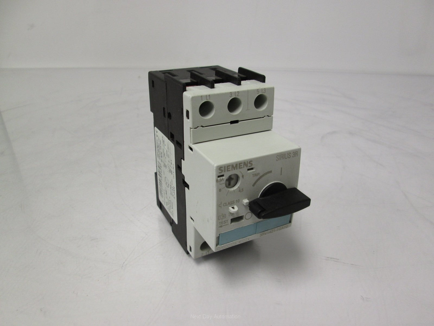 Used Siemens 3RV1421-1GA10 Manual Motor Starter 690VAC 4.5-6.3A 3 Pole DIN Mount