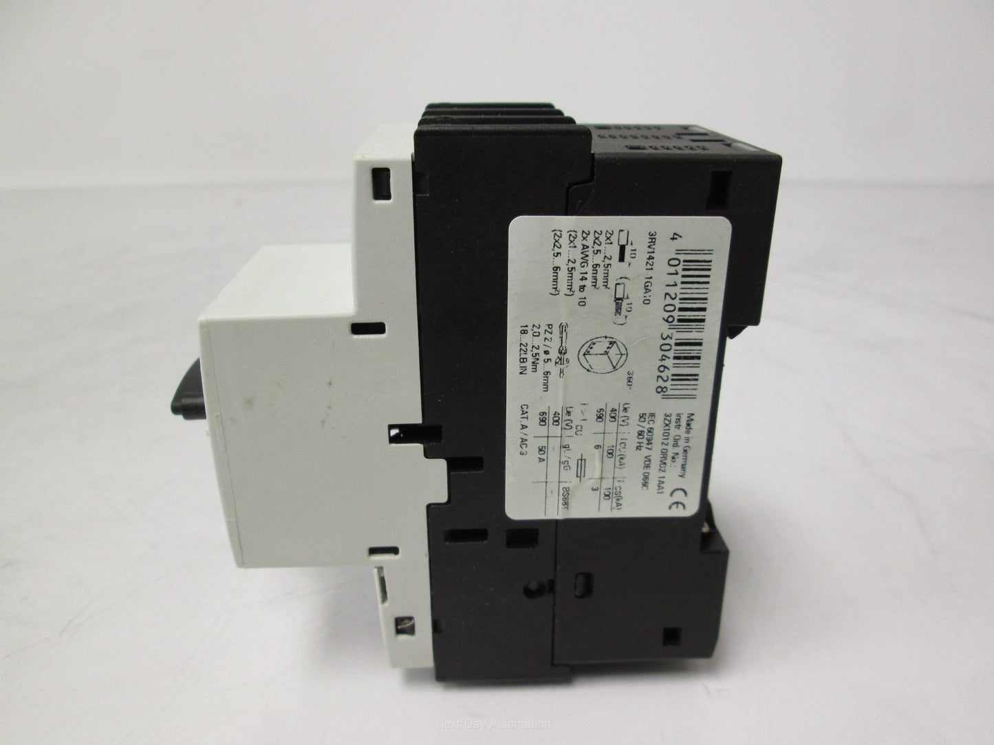 Used Siemens 3RV1421-1GA10 Manual Motor Starter 690VAC 4.5-6.3A 3 Pole DIN Mount