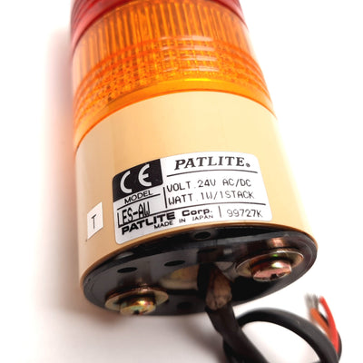 Used Patlite LES-AW Stack Light LED Signal Tower 24VAC/DC 2W Red & Amber, Continuous