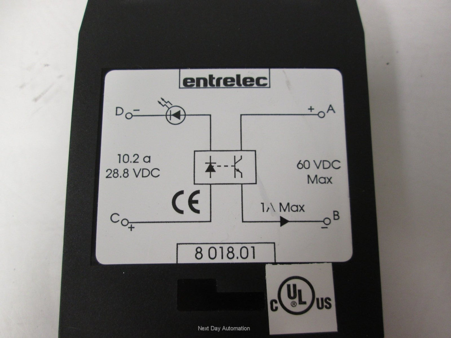 Used Lot of 2 Entrelec 0008.018.01 Optocoupler Modules 60VDC 1A Out 10.2-28.8VDC In