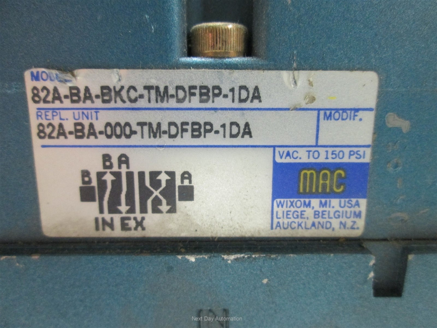 Used MAC 82A-BA-BKC-TM-DFBP-1DA Pneumatic Valve, 4-Way 2-Position Double Operator