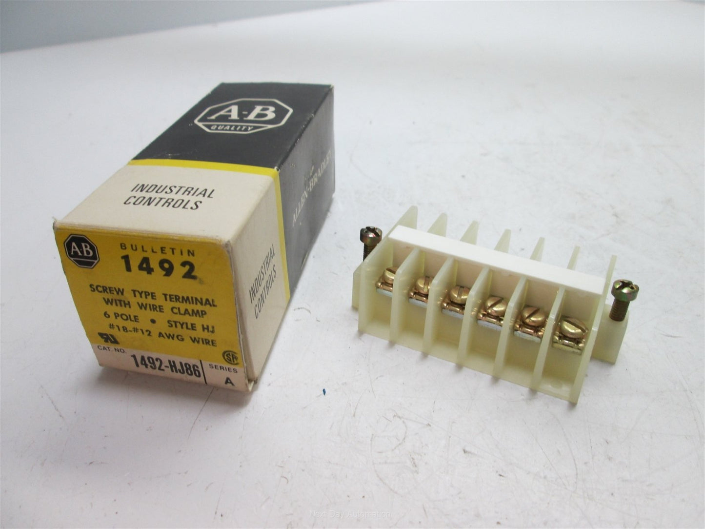 New Allen Bradley 1492-HJ86 Screw Terminal With Wire Clamp, 6 Pole, #18-#12 AWG