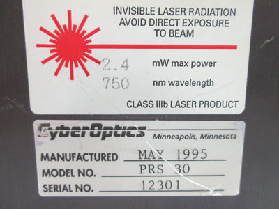 Used CyberOptics PRS-30 Class IIIb Laser, 2.4mW Max, 750 nm Wavelength, *W/O Cable*