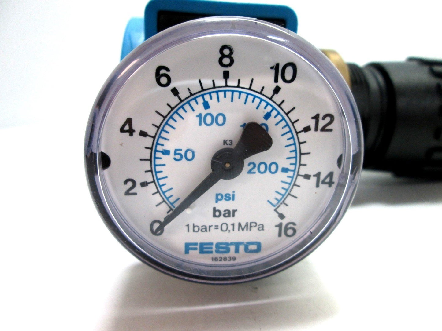 Used Festo LR-1/4-S-B Regulator, Pressure Gauge: 0 to 225psi (0 to 16bar), 1/4" NPT