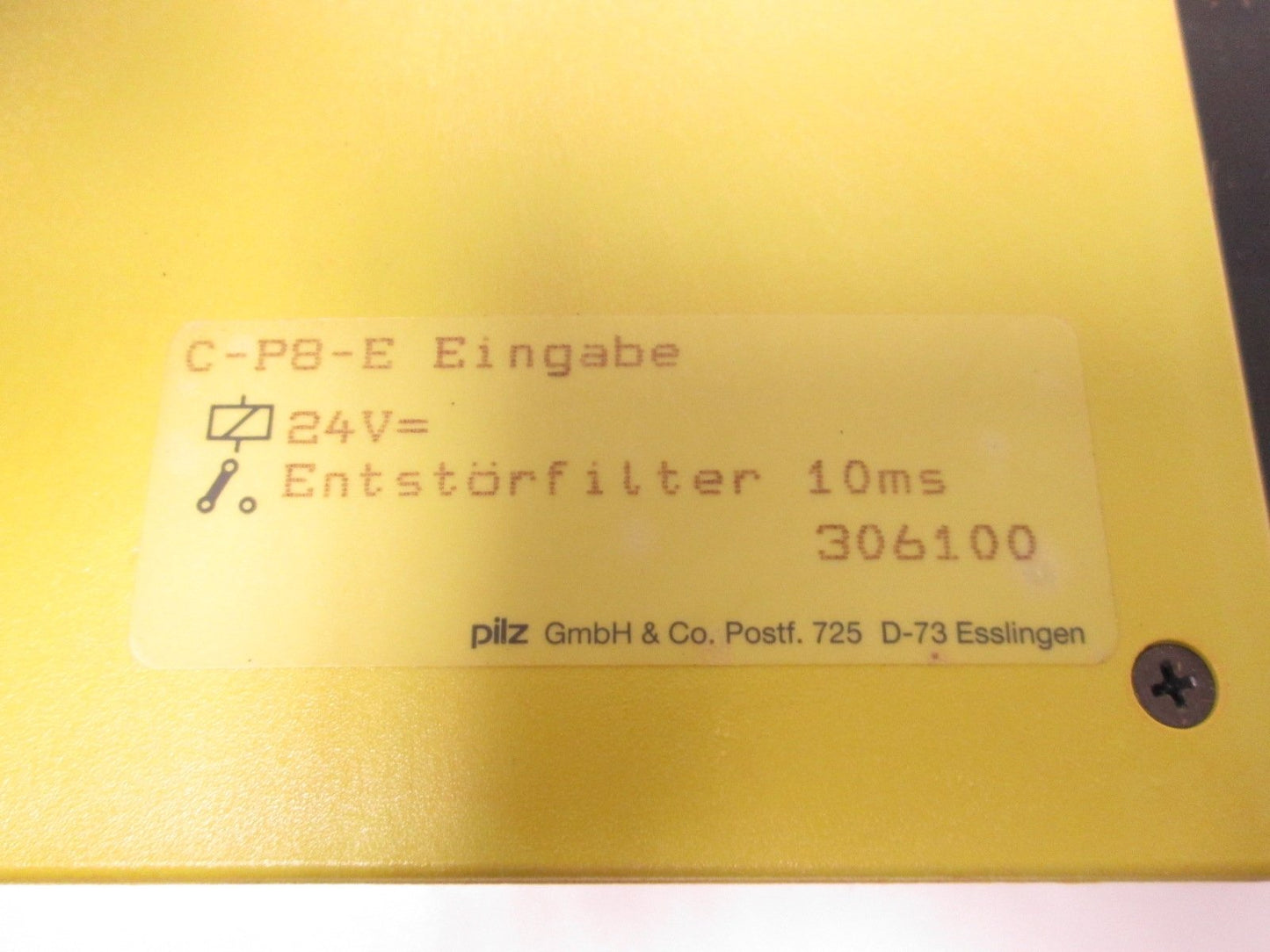 Used Pilz C-P8-E 306100 PLC Input Module 8 Channel 24VDC 10ms w/ Noise Filter