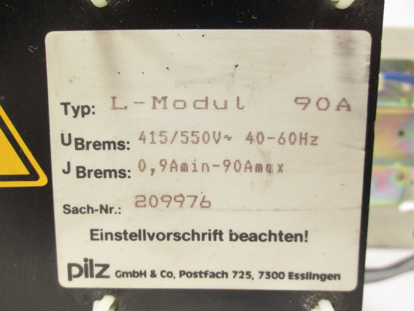 For parts or not working Pilz L-Modul 90A 209976 Power Supply 415/550V 40-60Hz 90A Max *For Parts Only*