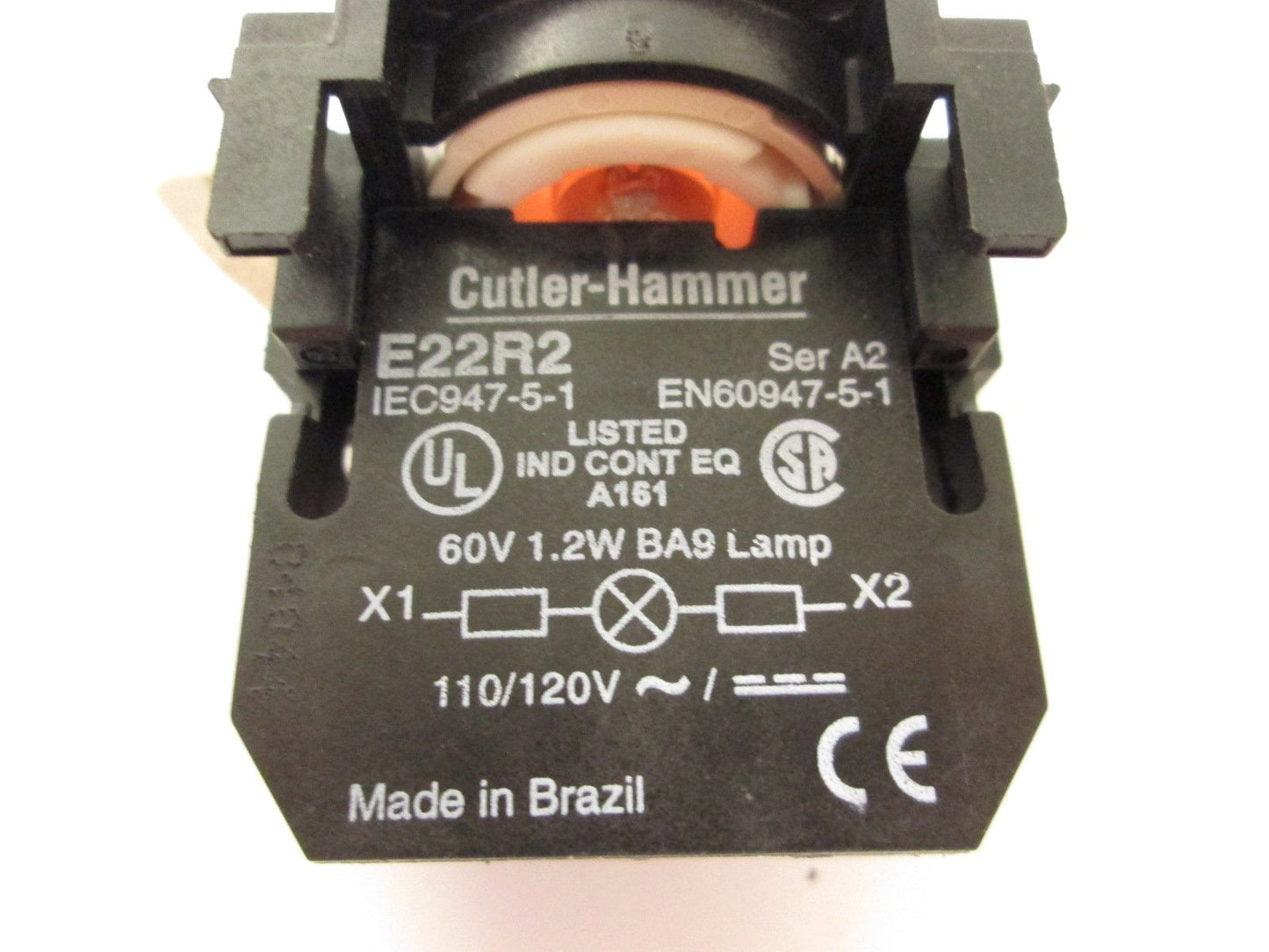 Used Cutler Hammer E22R2 Red Pilot Light Indicator 120VAC/DC Line 60V 1.2W Lamp