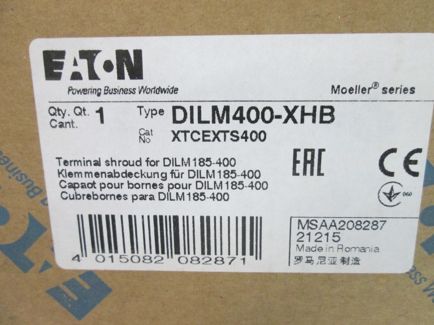 New Eaton DILM400-XHB Terminal Shroud, For DILM185-400