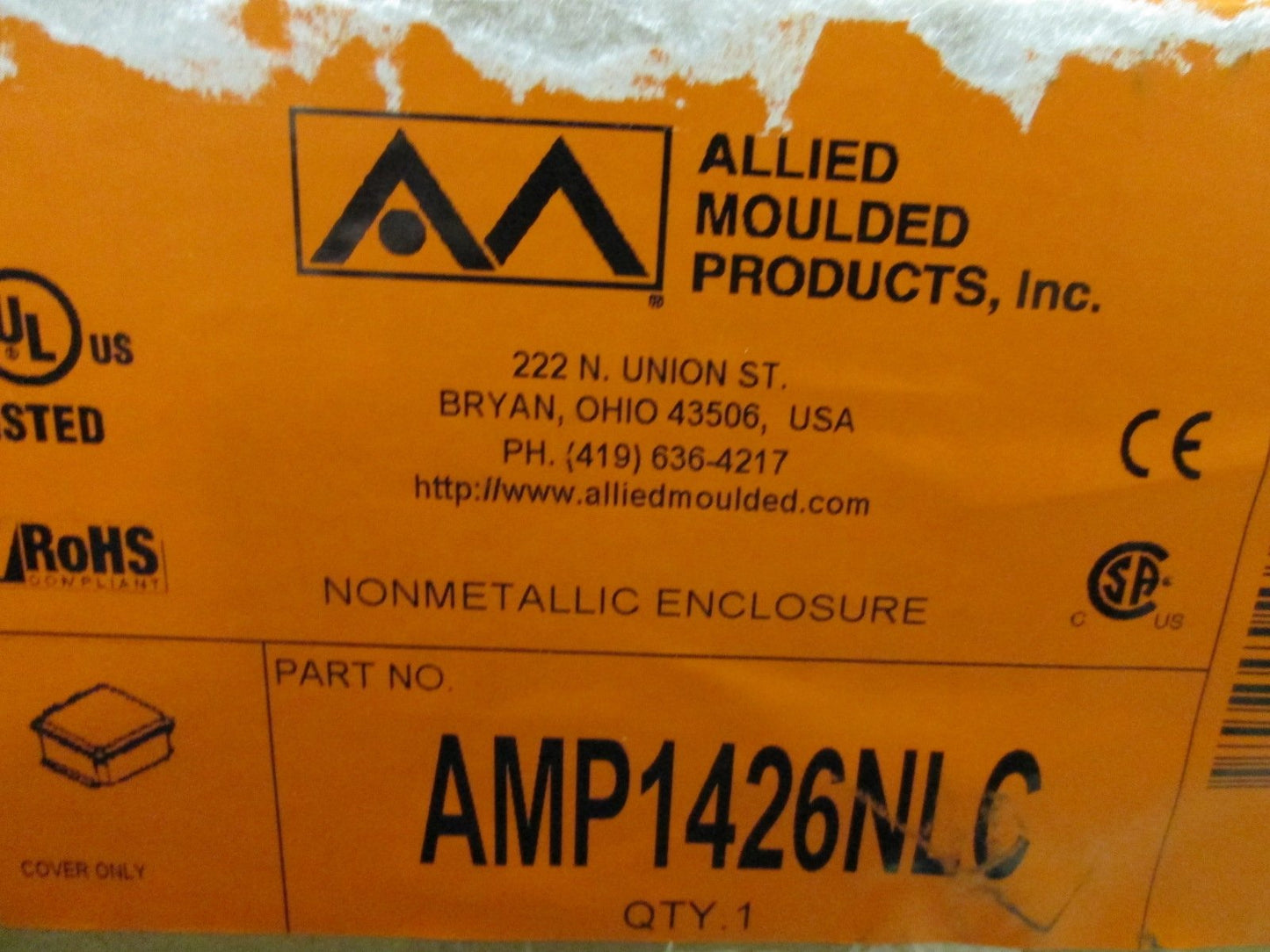 New Allied Moulded AMP1426NLC Cover For 14" x 12" Polycarbonate Enclosure