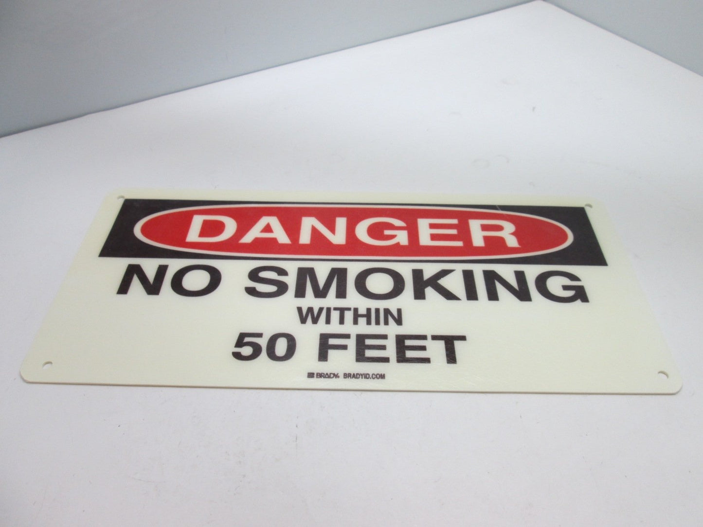 New Lot of 5 New Brady "Danger No Smoking Within 50 Feet" Signs, 14" x 6.5"