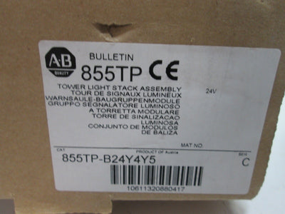 New In Box Allen Bradley 855TP-B24Y4Y5 Tower Light Stack, Colors: Red and Amber