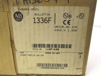 New New in Box Allen-Bradley 1336F-AQF10-AA-EN PLUS II AC Drive, 200/240V, 1 HP VFD