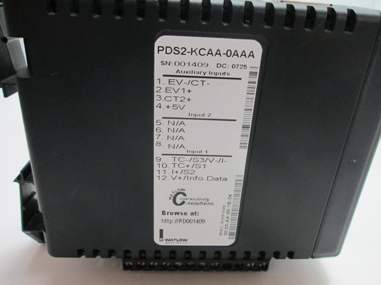 Used Watlow PDS2-KCAA-0AAA Temperature Controller, Single Channel Control
