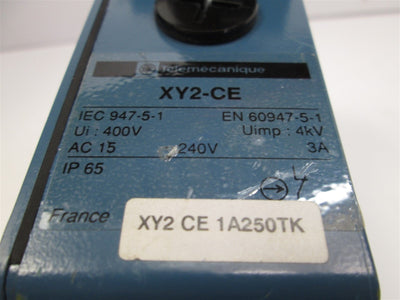 Used Telemecanique XY2-CE1A250-TK Cable Pull Emergency Stop, Right Hand 240VAC, 3A