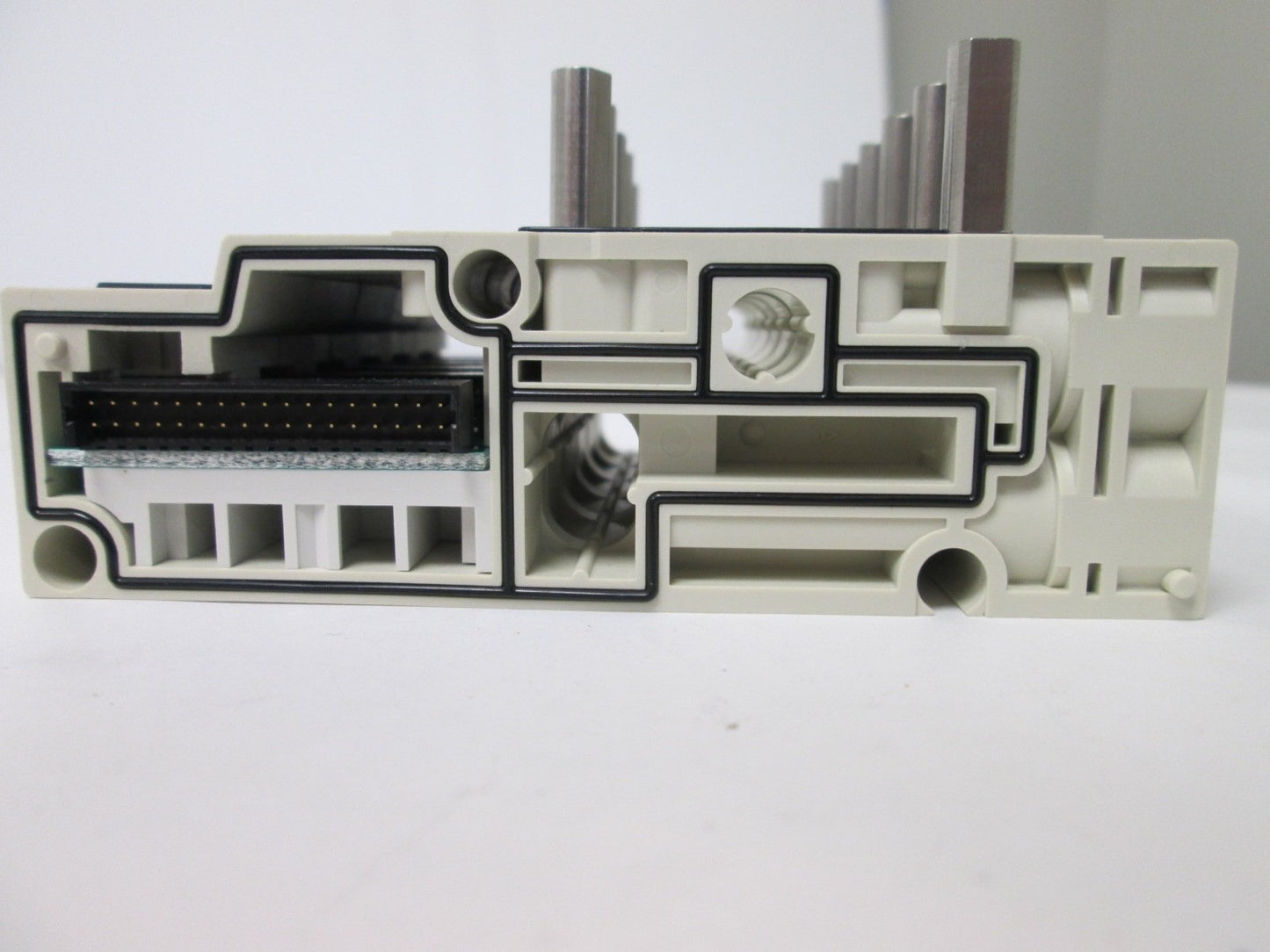 Used Bank of 6 SMC SV2000-50-1A-N7 Manifold Blocks, Voltage Rating: 12/24VDC