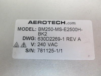 Used Aerotech BM250-MS-E2500H-BK2 Brushless Motor, Voltage: 240VAC, Shaft: 1/2" Dia