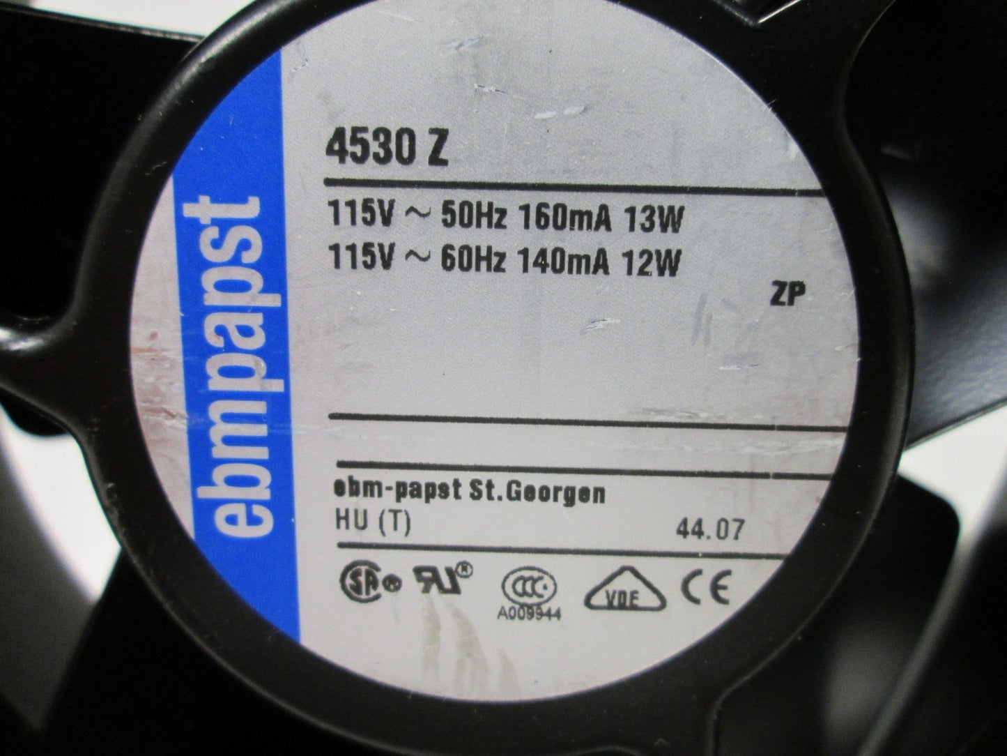 Used Ebm Papst 4530Z AC Fan, Power: 115VAC 50/60Hz 160/140mA, Air Flow: 71 CFM