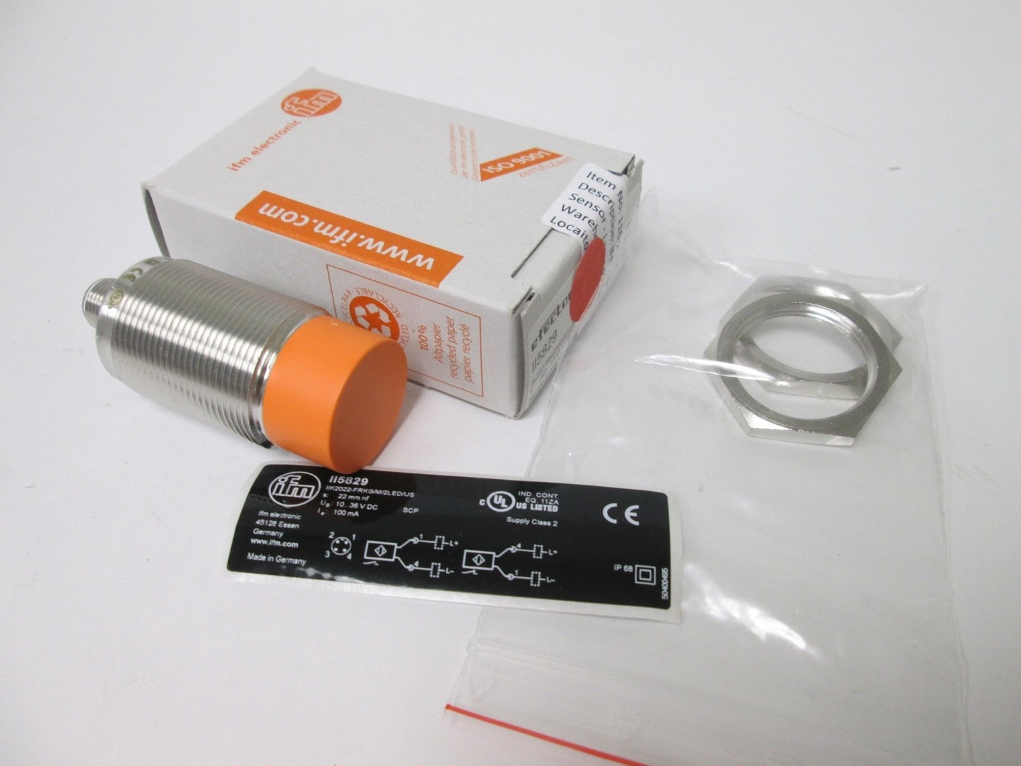 New IFM Efector II5829 Inductive Sensor, Voltage: 10-36VDC, Range: 22mm