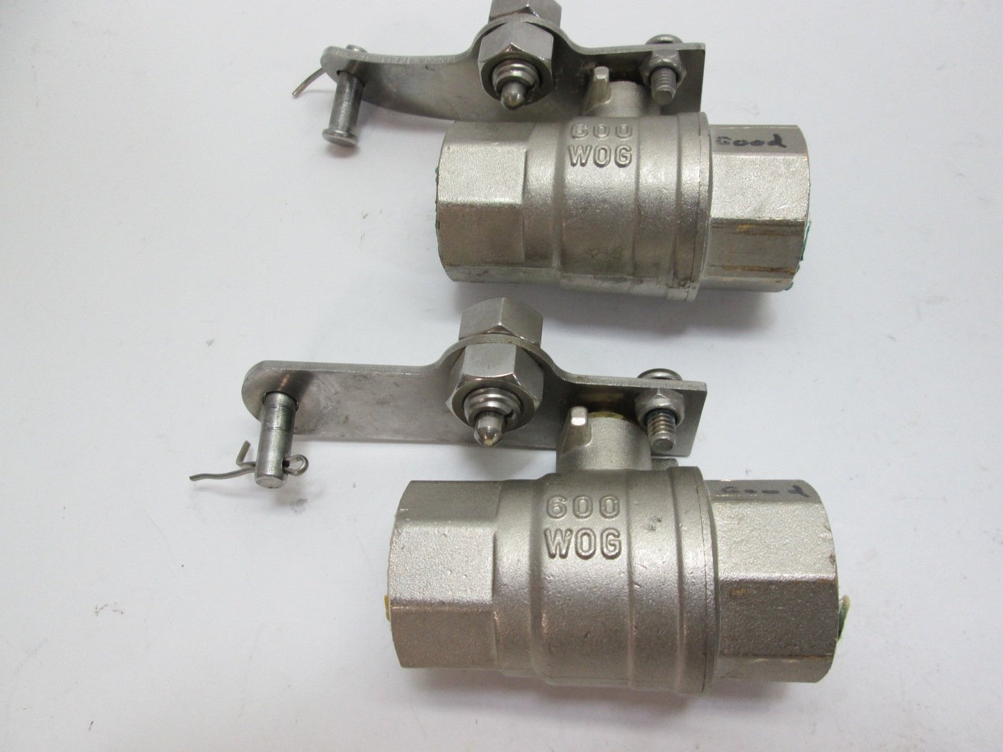 Used Lot Of 2 600W0G Ball Valves, Stainless Steel, 1" NPT, W/ Locking Handle