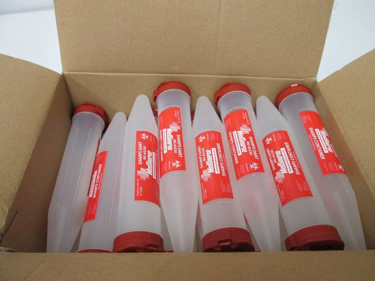 New Lot of 22 Medsource MS-64250 Sharps Container, Capacity: 3/8 gal, Hinged Lid