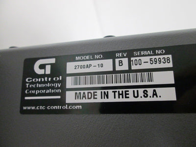 Used Control Technology 2700AP-10 PAC Automation Controller Backplane Rack, 10-Slot