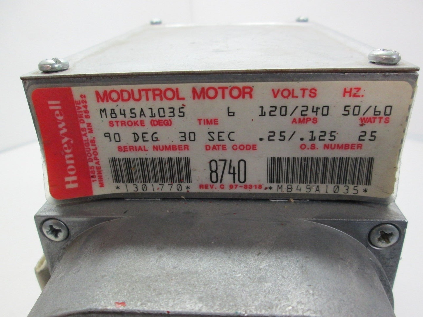 Used Honeywell Modutrol M845A1035 Motor HVAC 120/240VAC 50/60Hz 0.25/0.125 Amps 25W