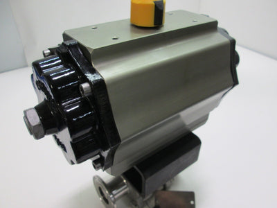 Used Radius AS-008 Pneumatic Actuator W/ 3-Piece Stainless Steel Ball Valve 120 PSIG