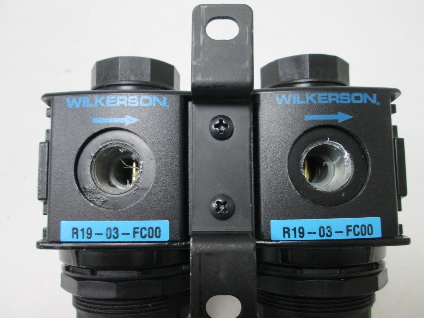 Used Lot of 2 Wilkerson R19-03-FC00 Regulators, Set Pressure: 0-125psi, Inlet: 300psi