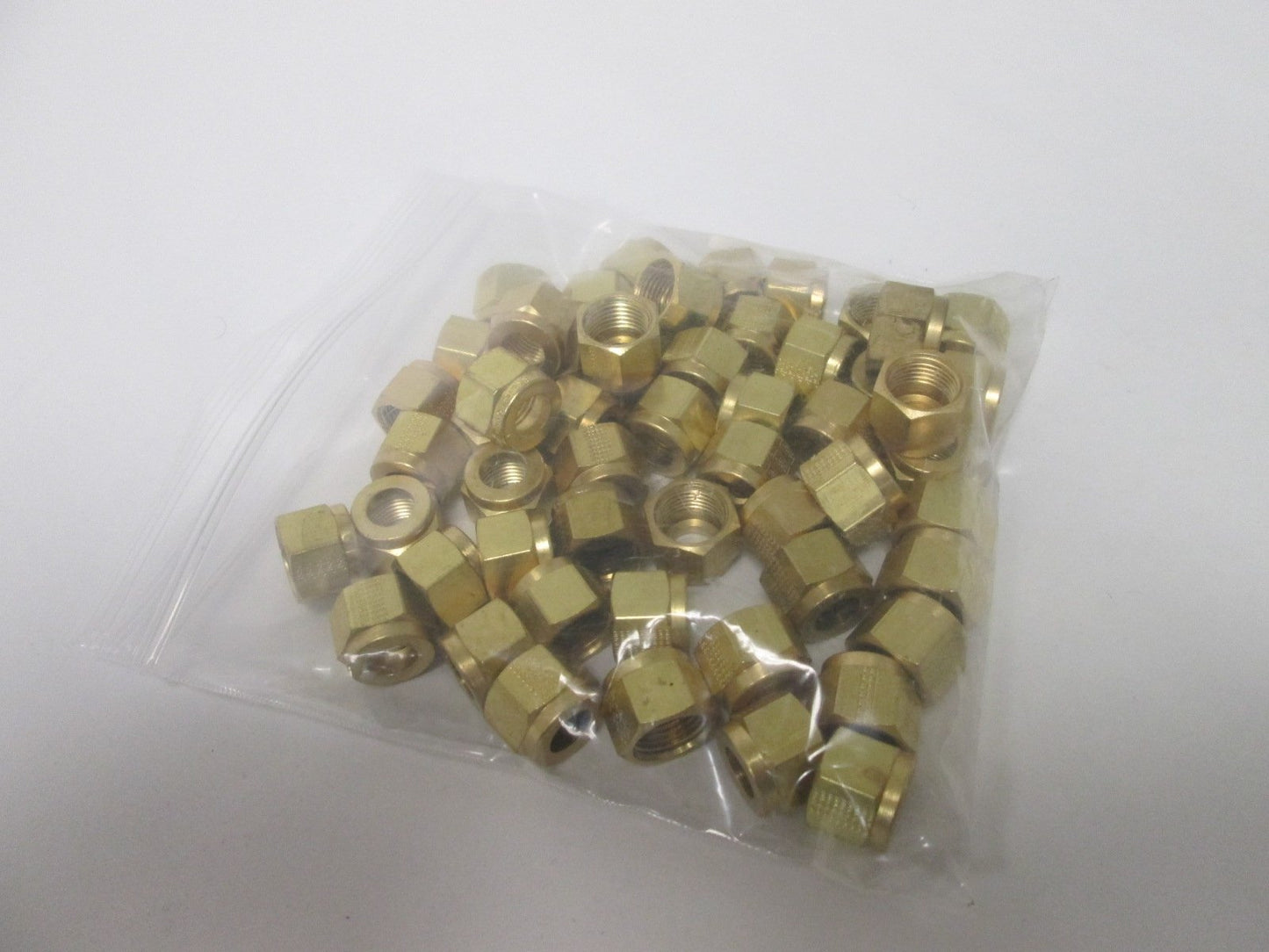 New Lot of 54 Nuts, Size: 3/8", Material: Brass, For Duolok Tube Fittings