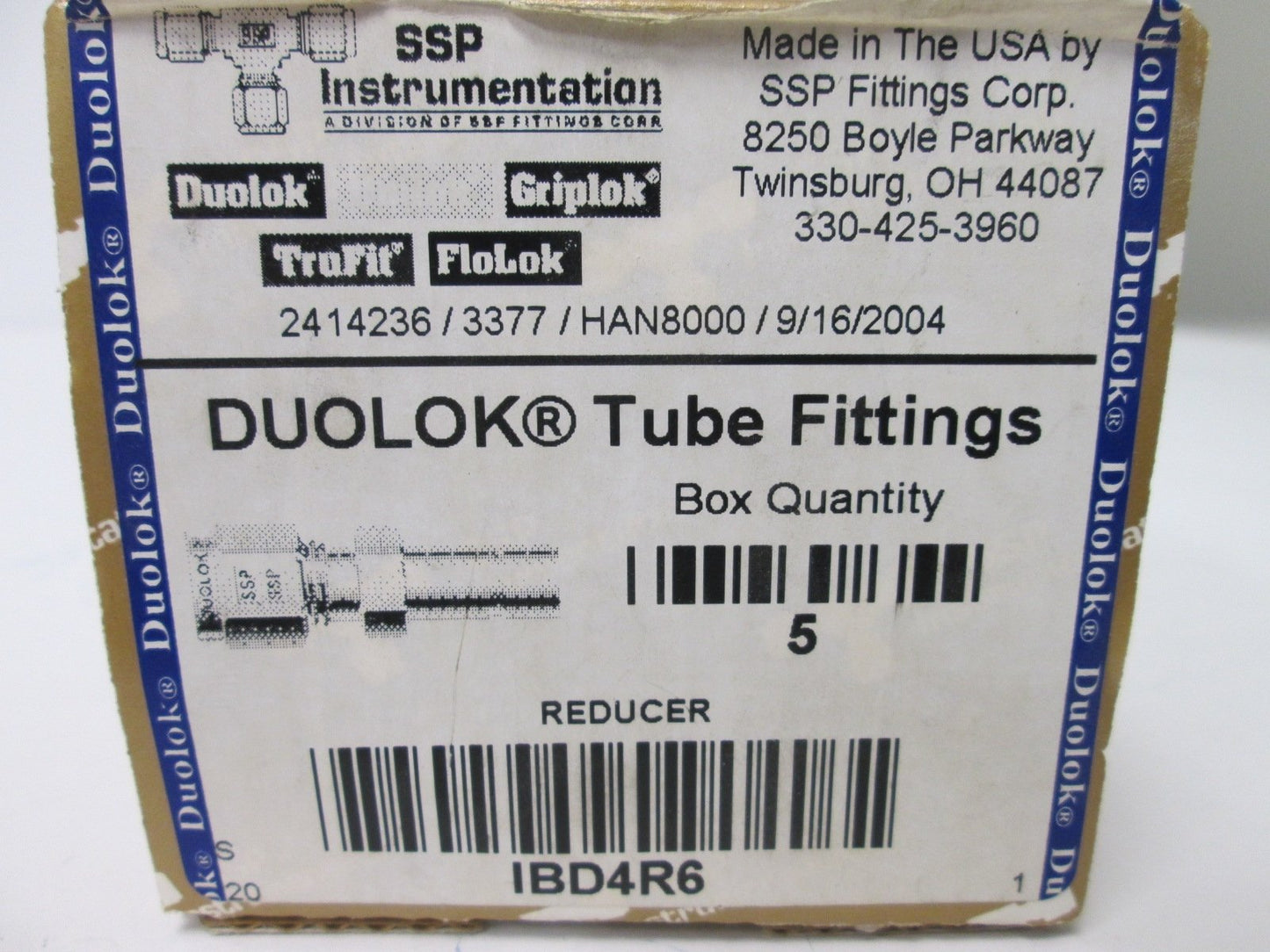New Lot of 5 SSP Instrumentation IBD4R6 Tube Stub Adapters, Material: Brass