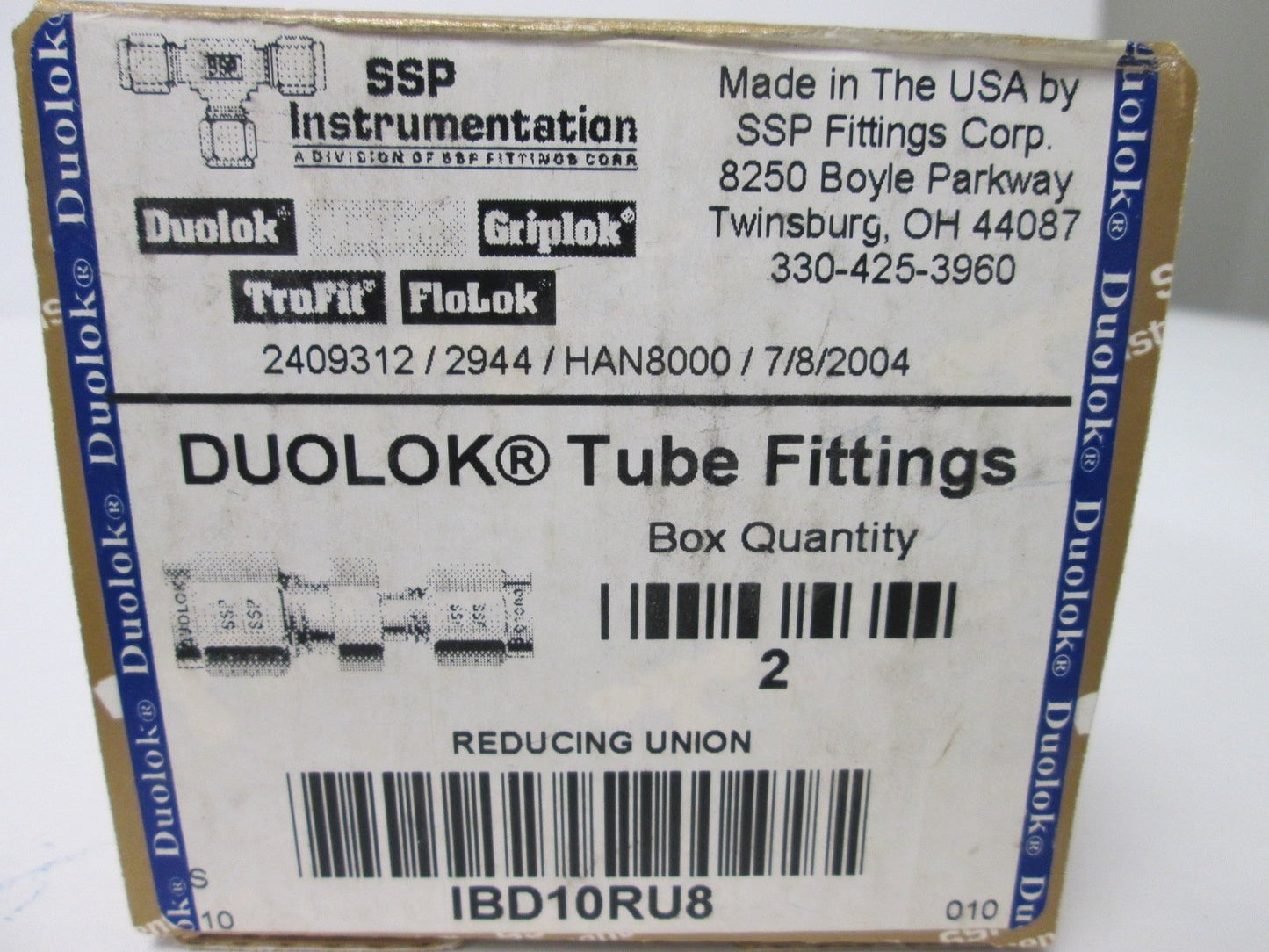 New Lot of 9 SSP Instrumentation IBD10RU8 Reducing Unions, Material: Brass
