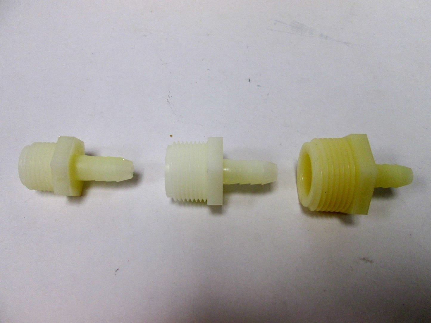 Used Lot of 45 3/8" Barbed Tube Fittings, Connections: 1/2" NPT 3/4" NPT 1" NPT