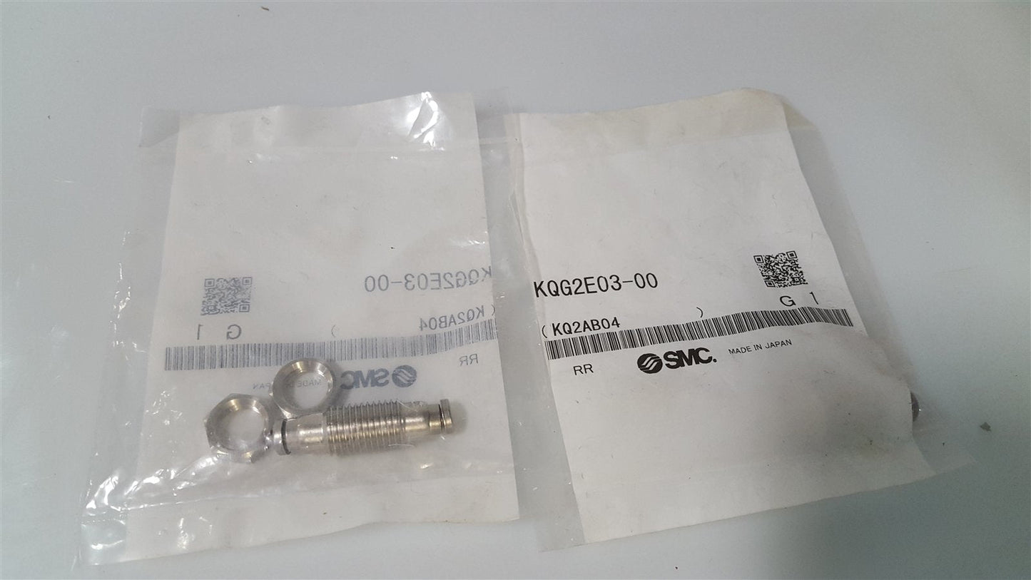 New – Open box Lot of -2- SMC KQG2E03-00 Bulkhead Union Push-In 5/32" Tube Size Stainless Steel