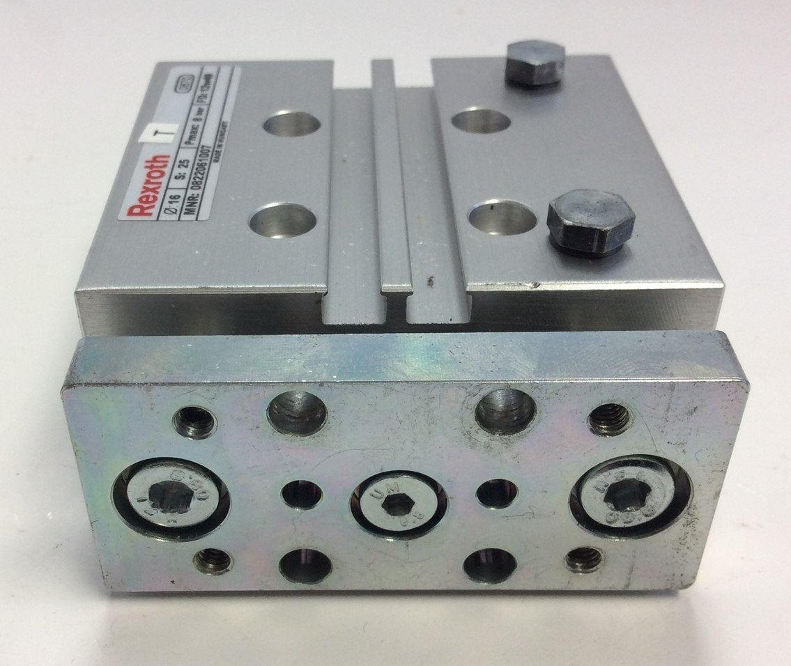 New – Open box Rexroth 0822061007 Dual Guided Pneumatic Air Cylinder 16 mm Bore 25mm Stroke