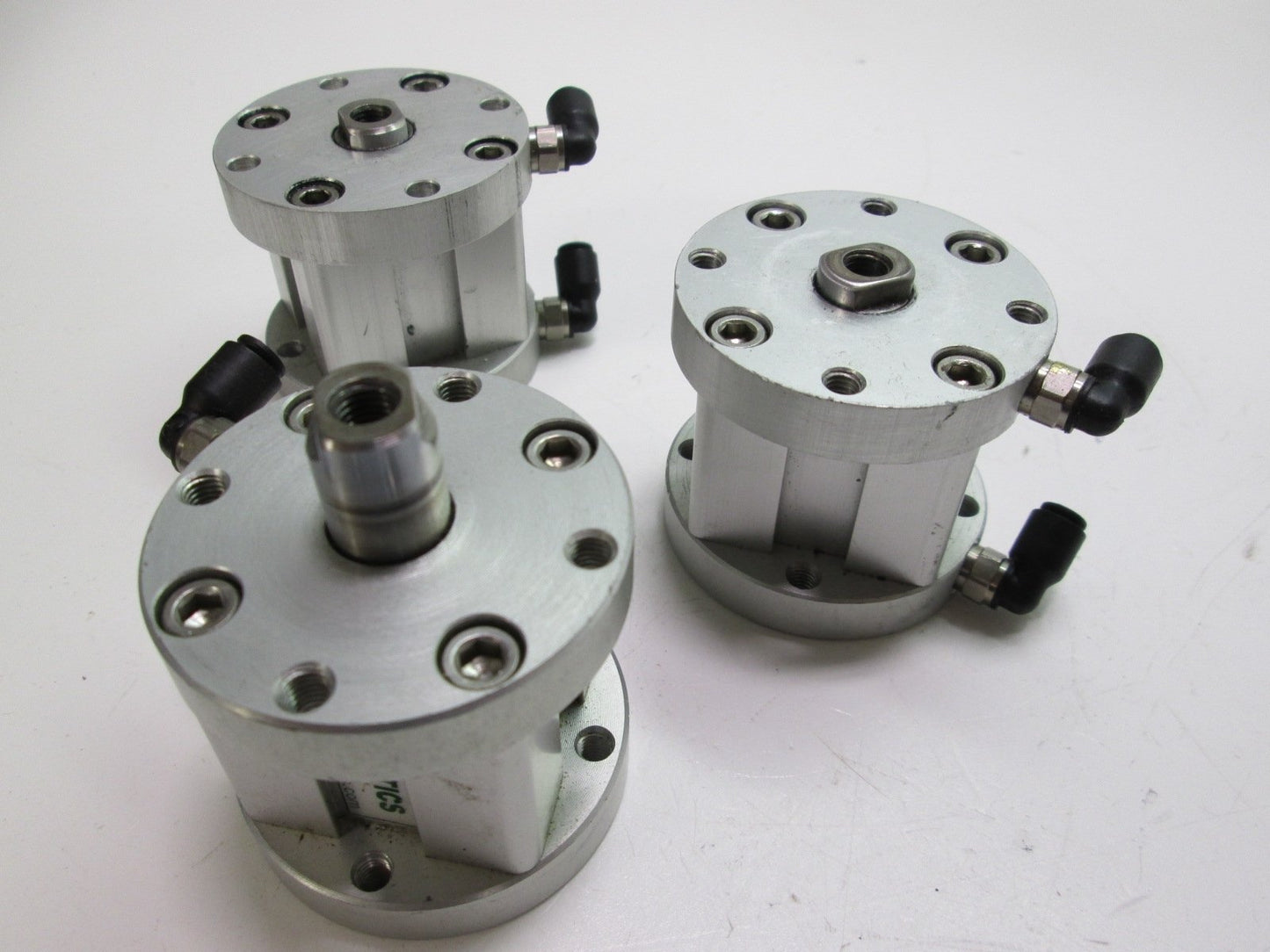 Used Lot of 3 Numatics R3CG-00I1A-AAA4 Pancake Style Pneumatic Air Cylinders 0.500"